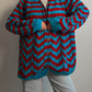 Wool embroidered striped cardigan