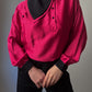 Pure silk black and cyclamen blouse