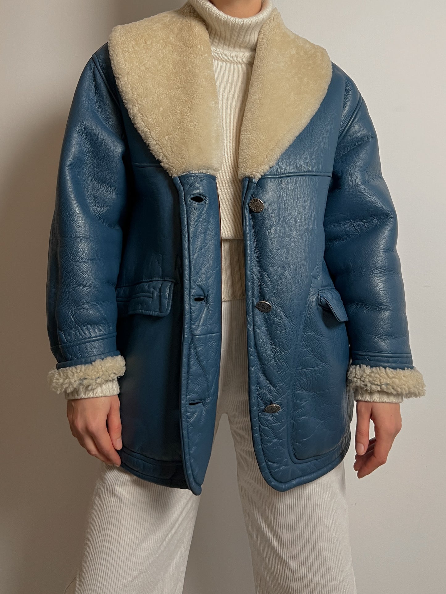 Vintage blue Shearling coat