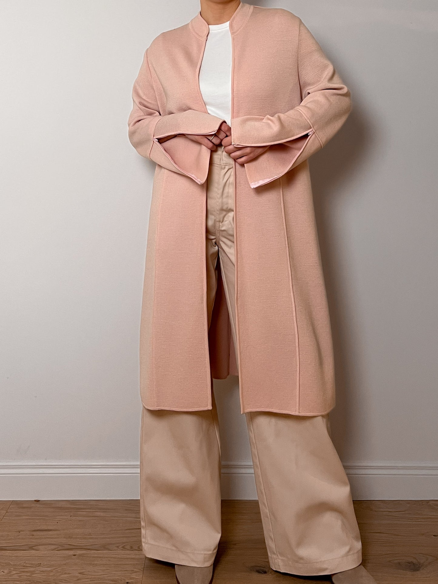 Pure wool pink long cardigan