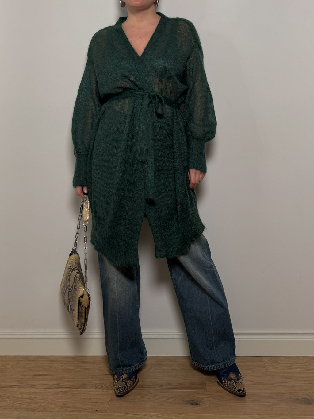 Mohair green maxi cardigan