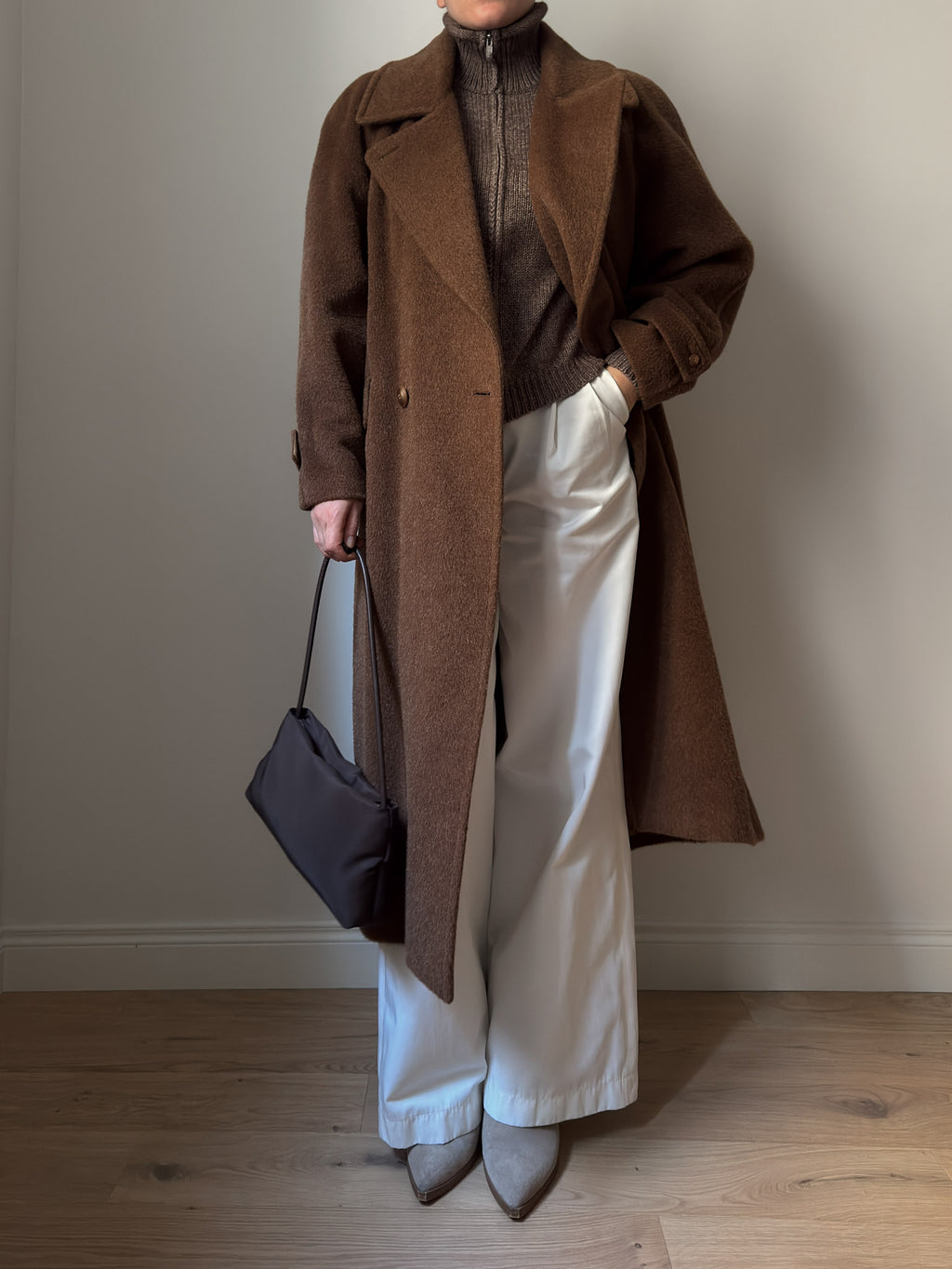 Wool, alpaca and mohair camel coat