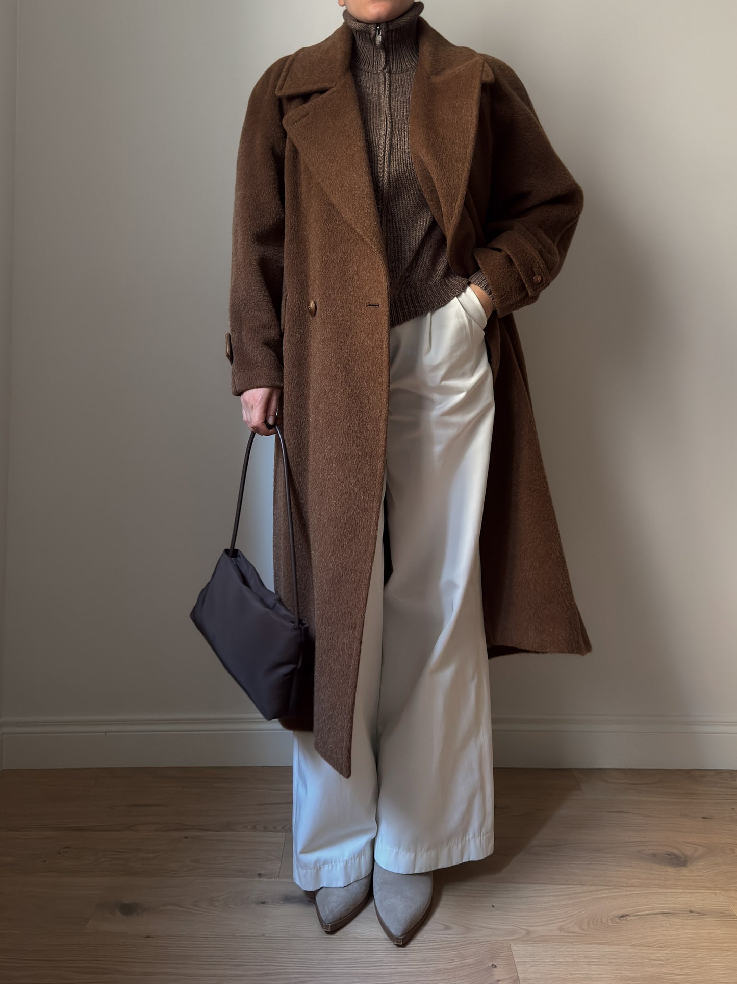 Wool, alpaca and mohair camel coat