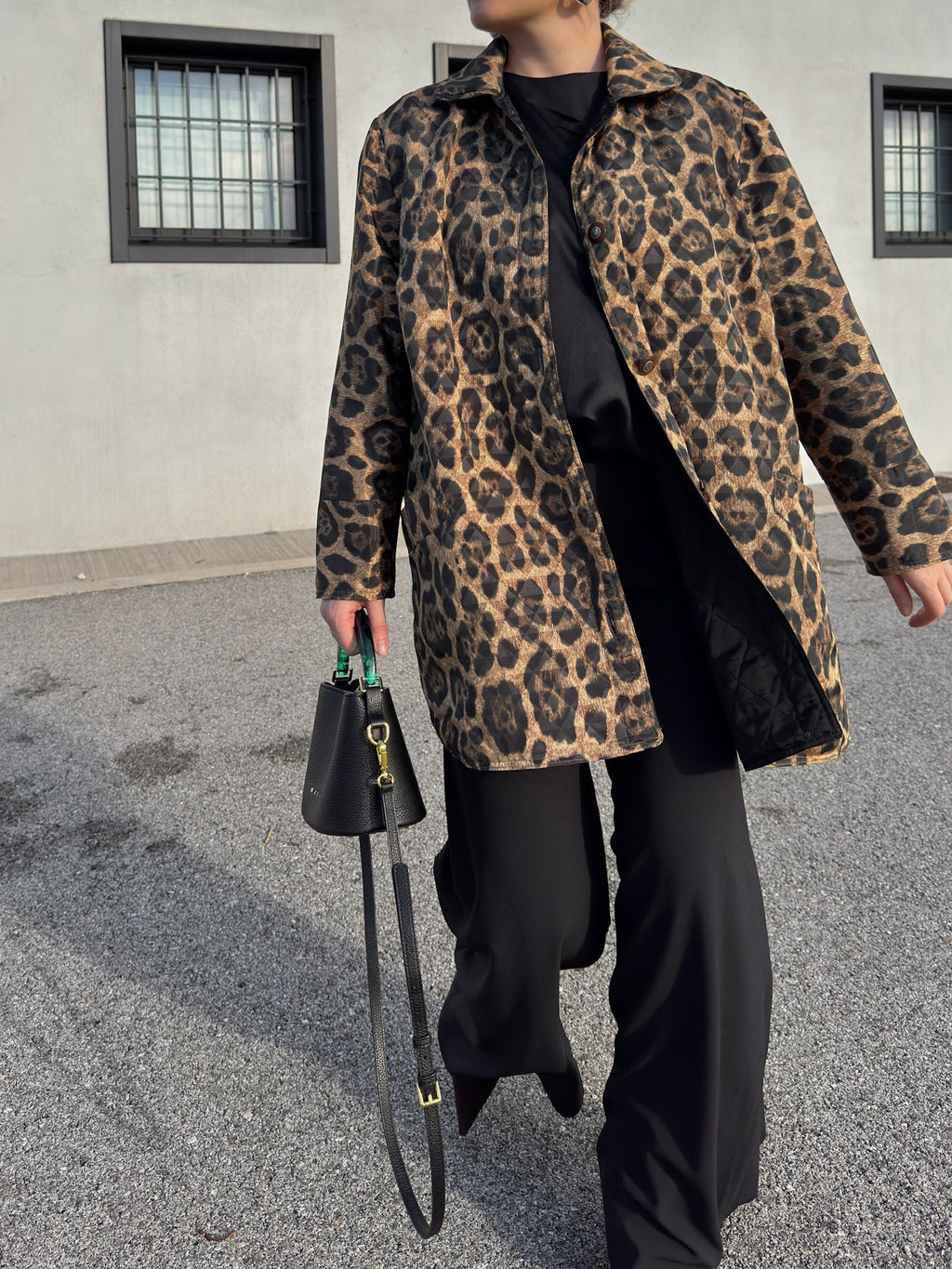 Quilted double face animalier jacket