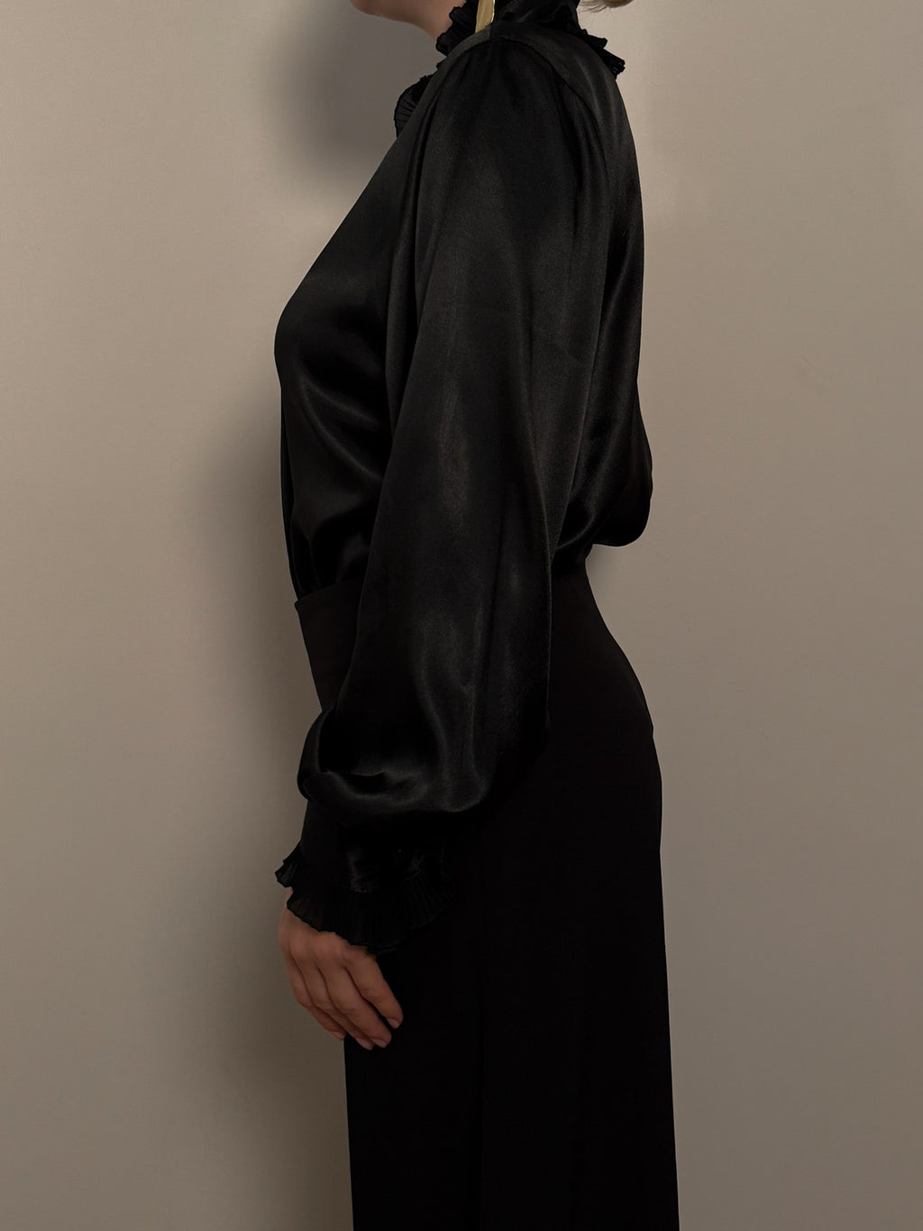 Satin effect black blouse