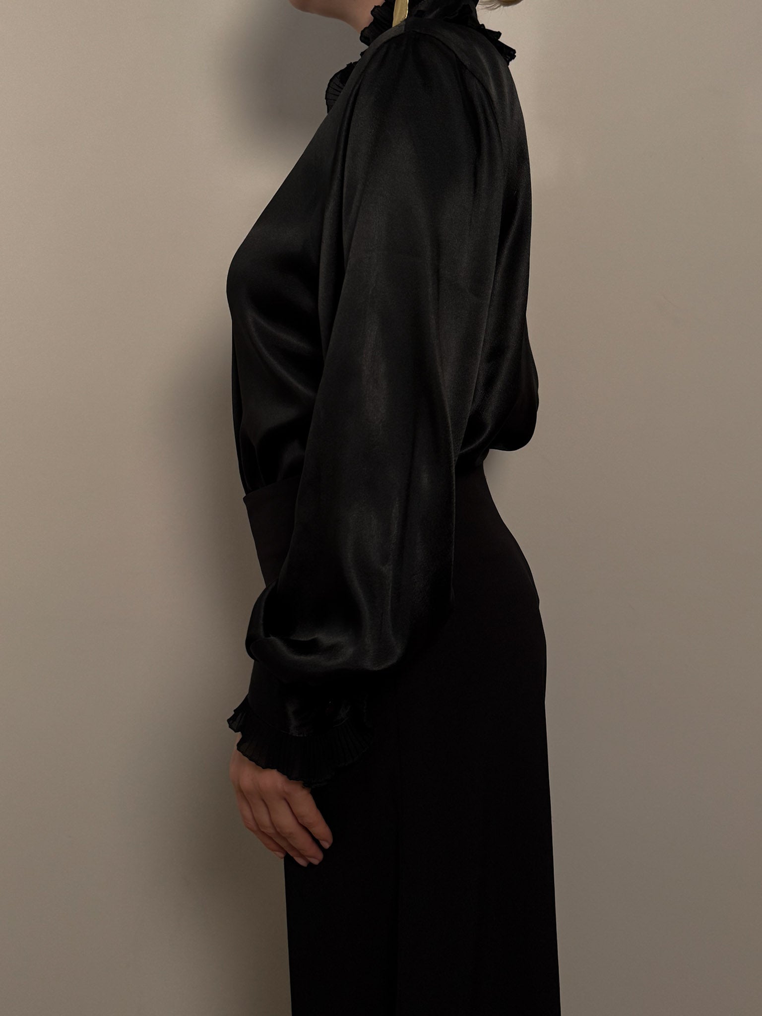 Satin effect black blouse