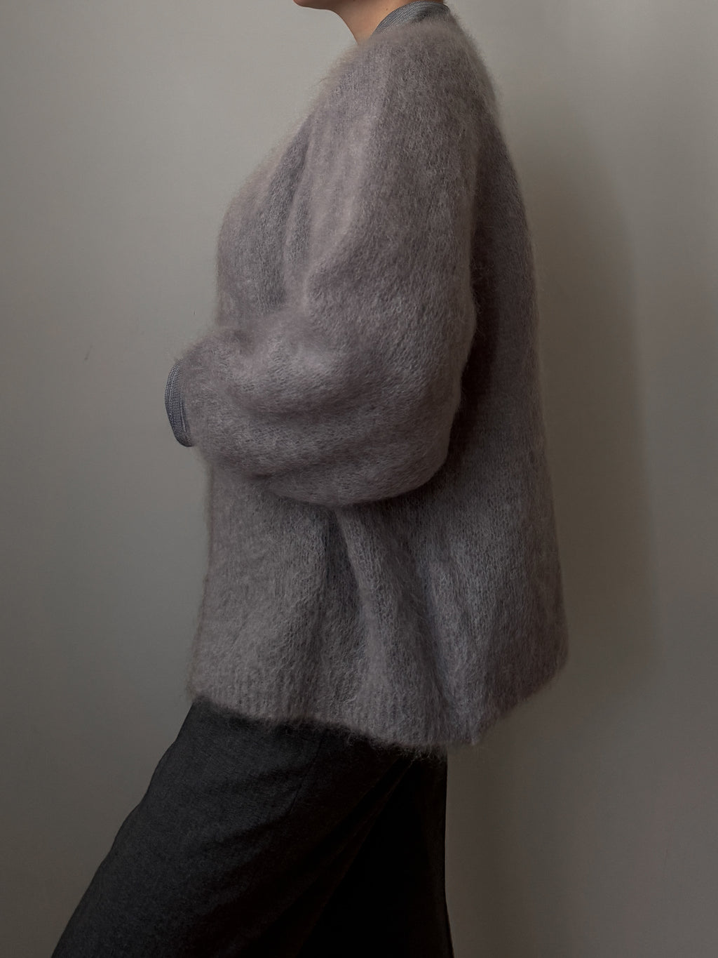 Kid mohair grey cardigan