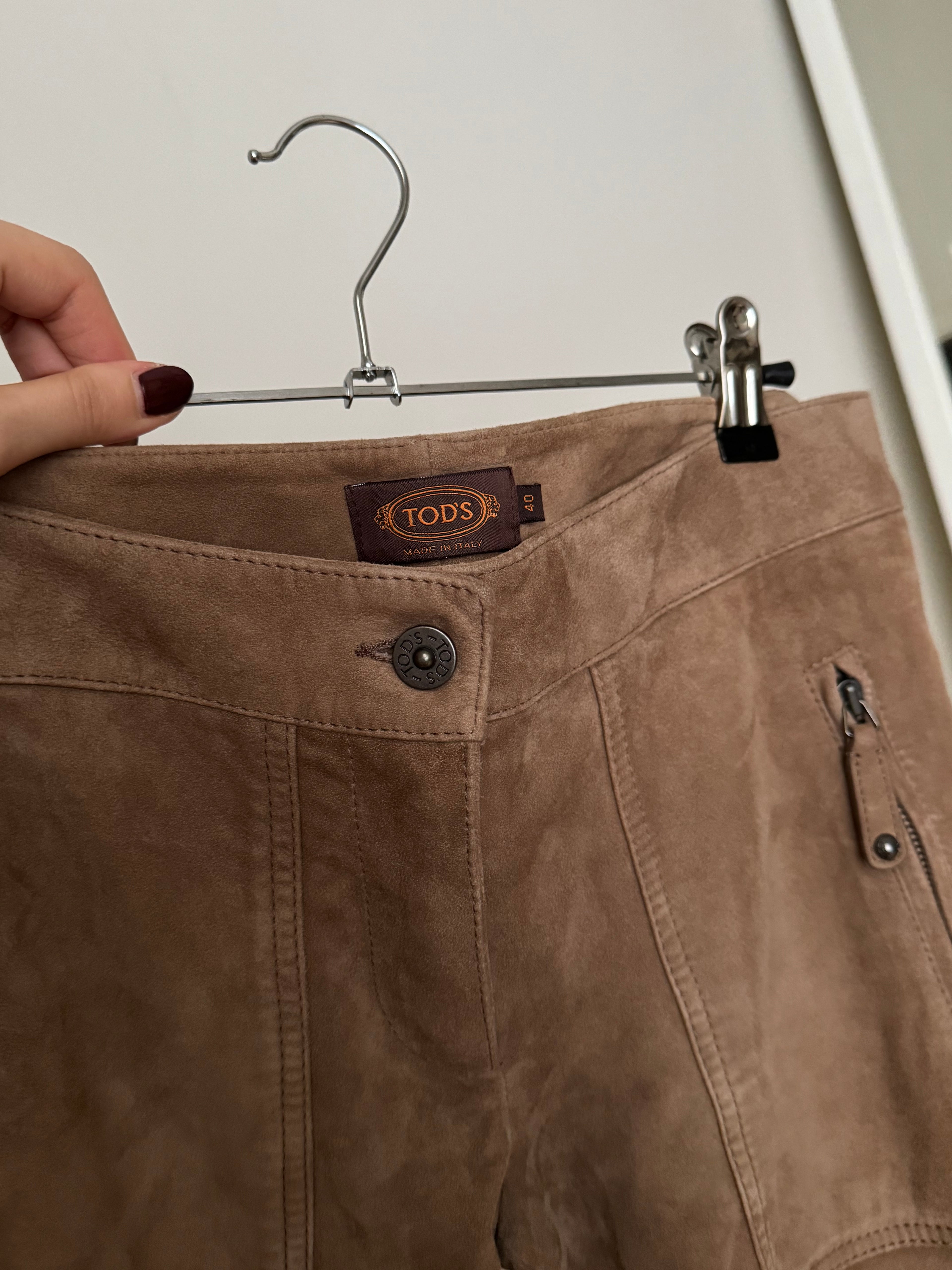 Tod's real suede taupe pants