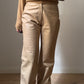 Real leather beige pants