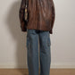 Real leather distressed jacket