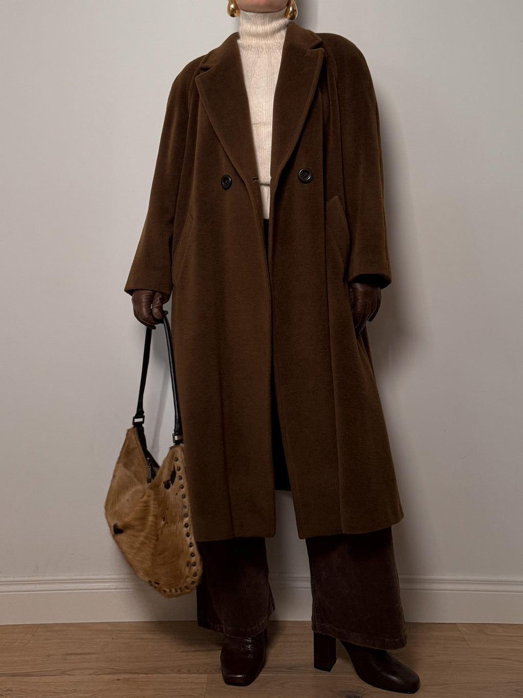 Pure virgin wool brown coat