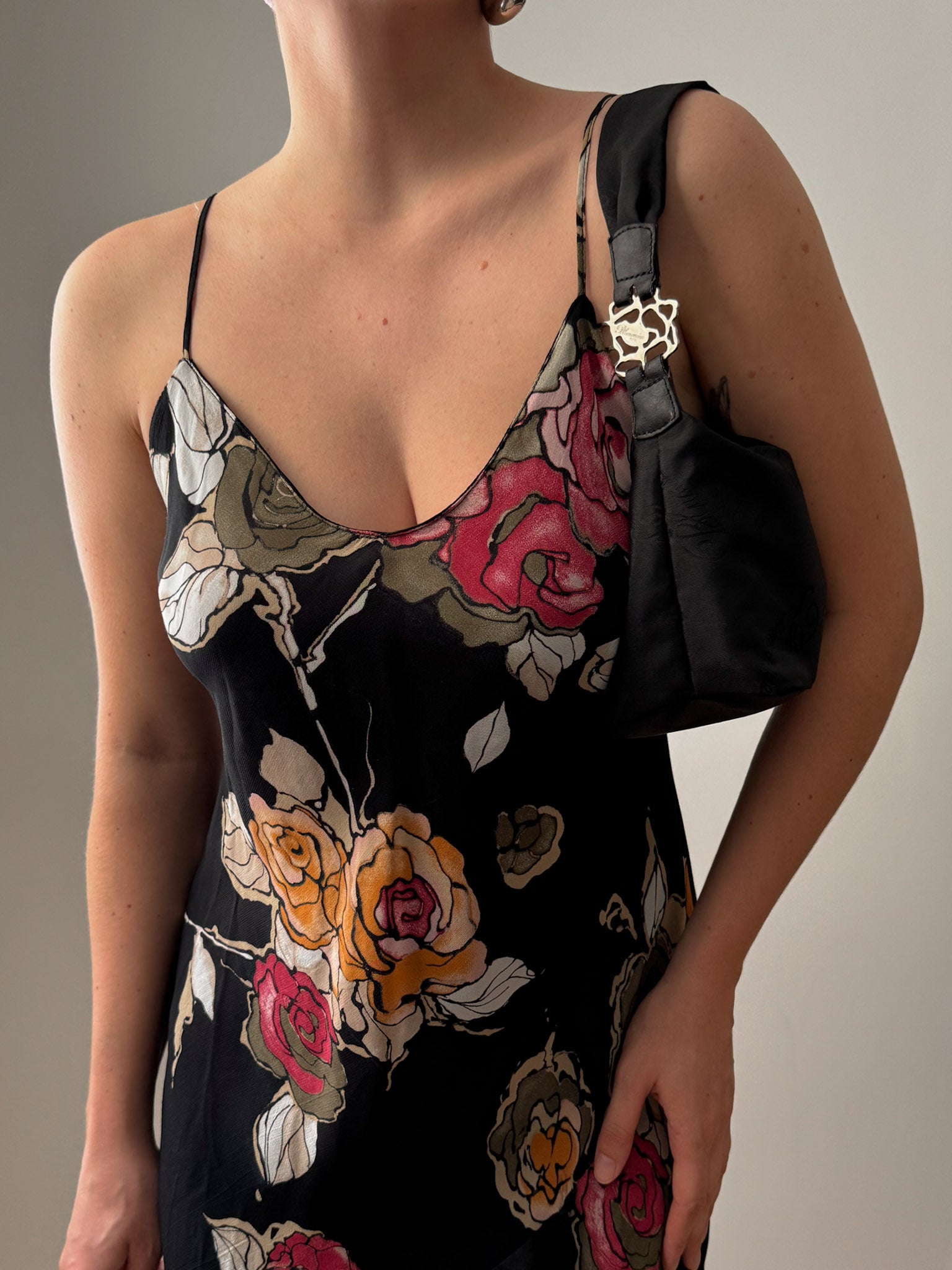 Viscose floral black dress
