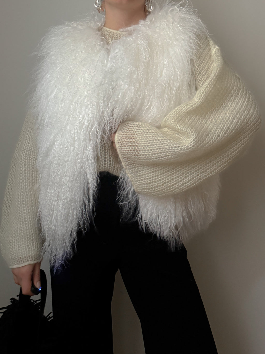 Real mongolian white vest