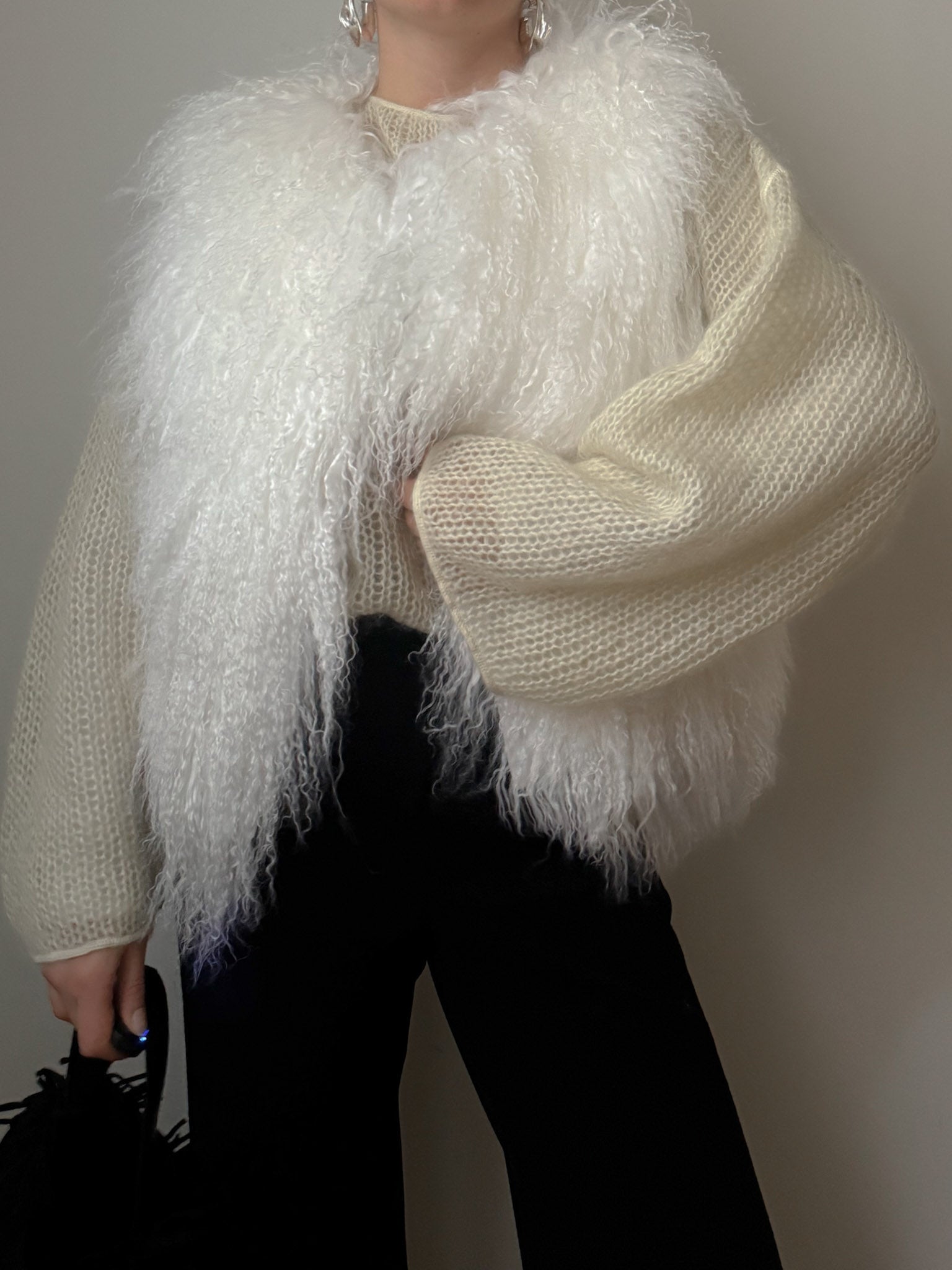 Real mongolian white vest