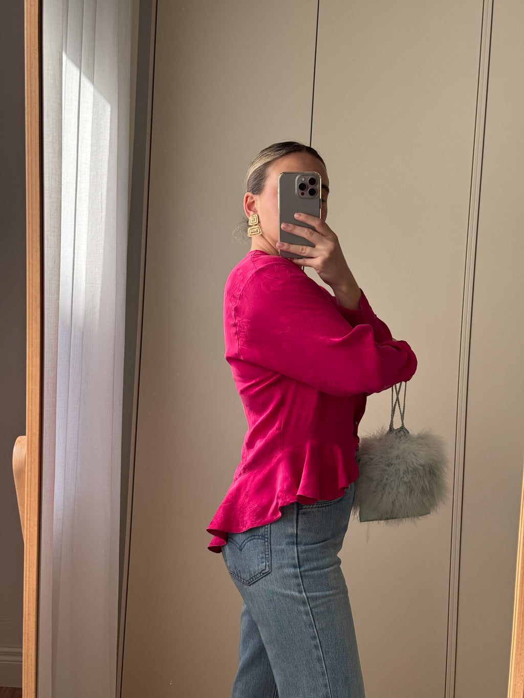 Pure silk cyclamen blouse