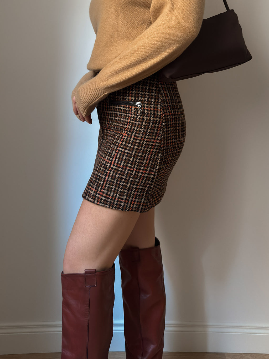 Wool pied de poule skirt