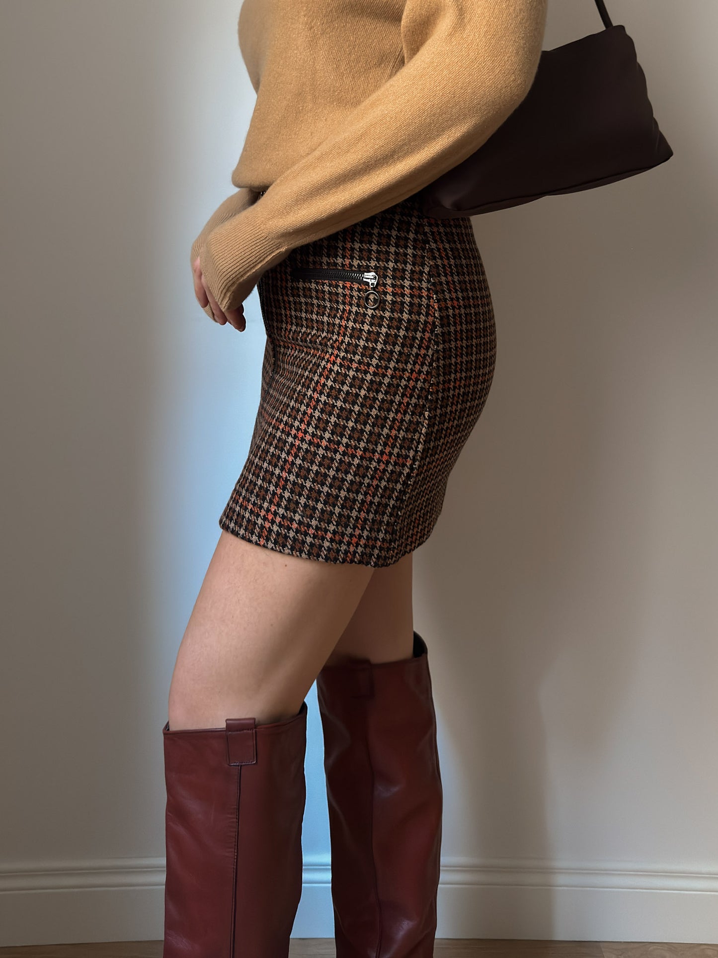 Wool pied de poule skirt