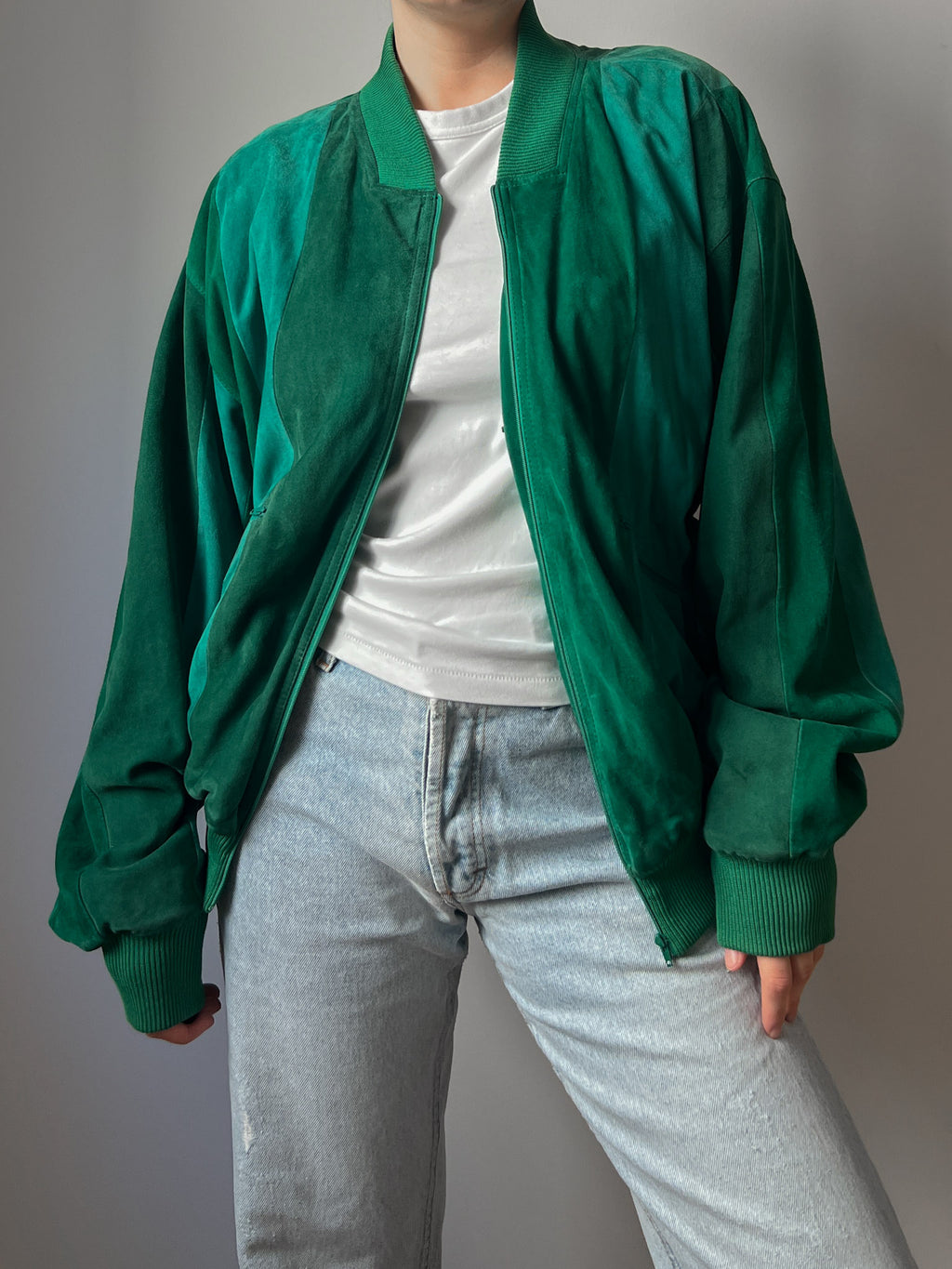 Al Duca D'Aosta real suede green bomber