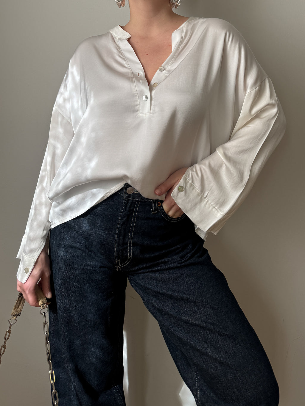 Silk and viscose ivory blouse