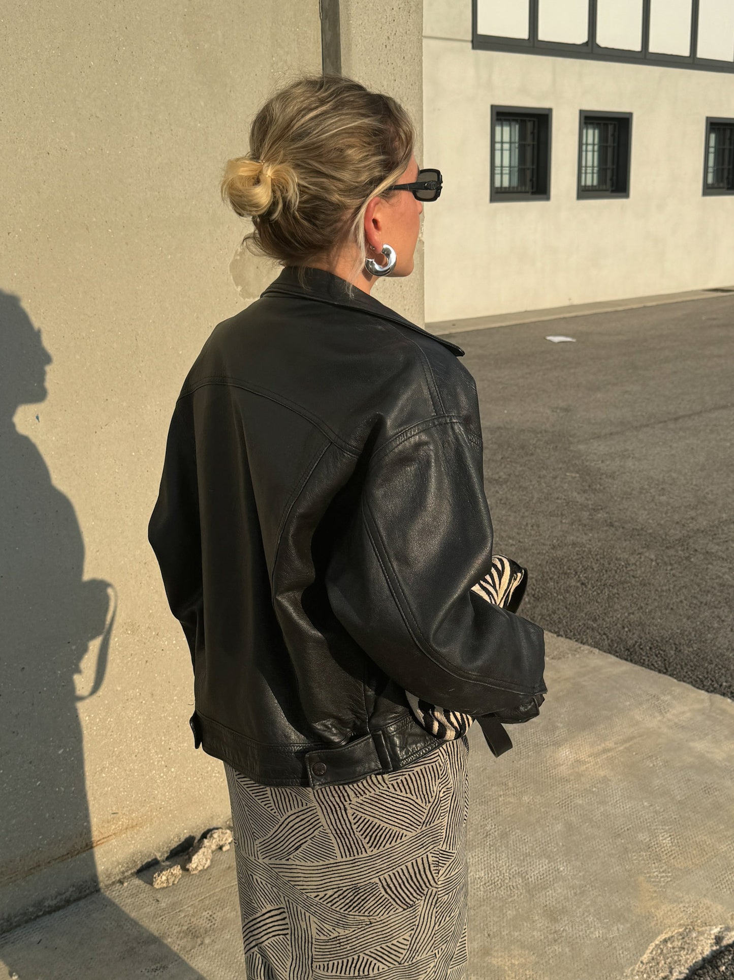 Real leather bomber jacket