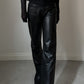 Real leather black pants