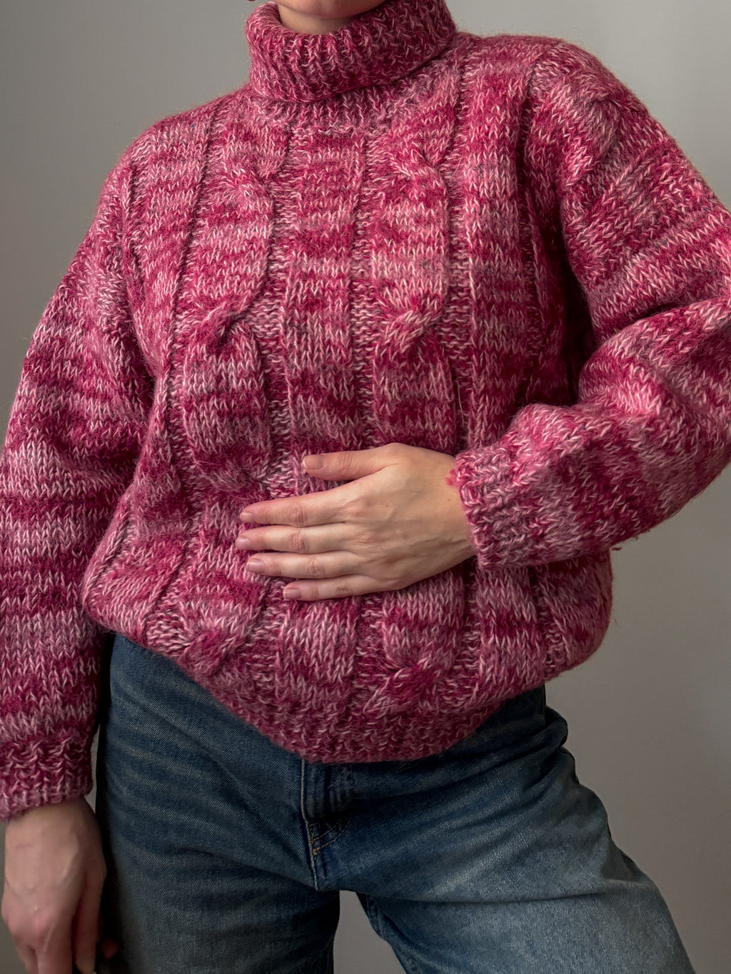 Pure wool embroidered melange pull