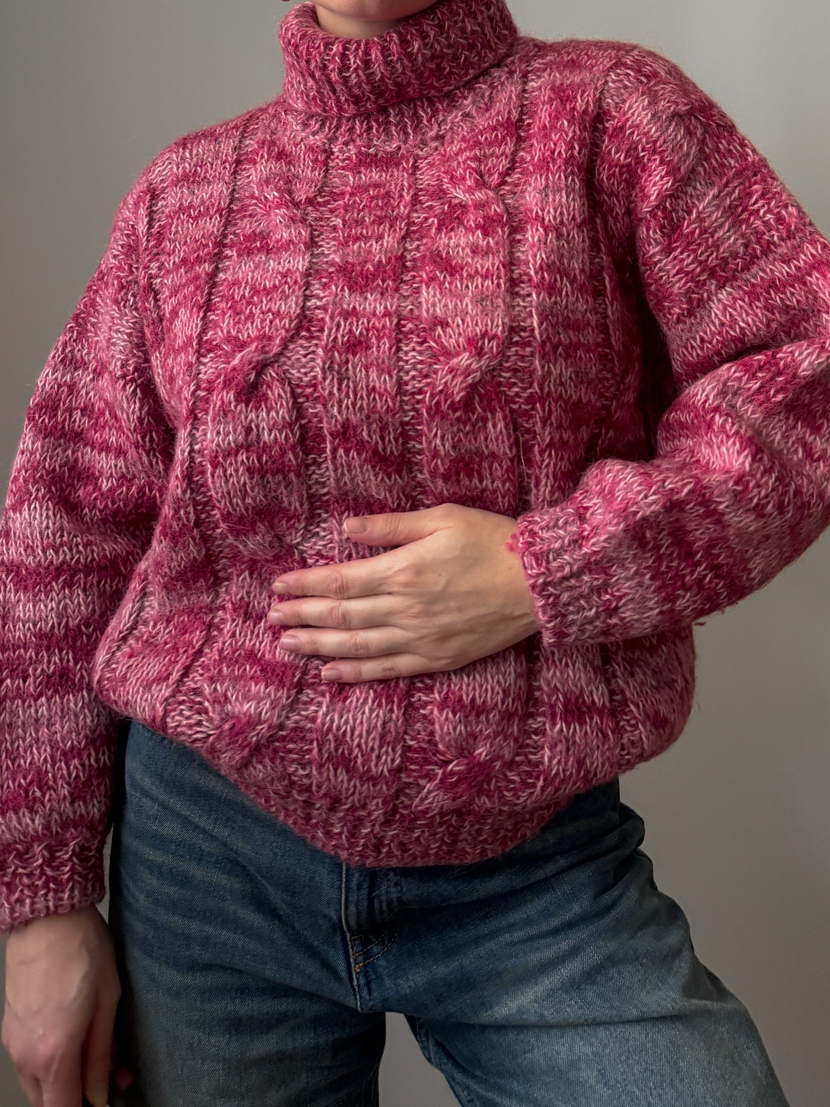 Pure wool embroidered melange pull