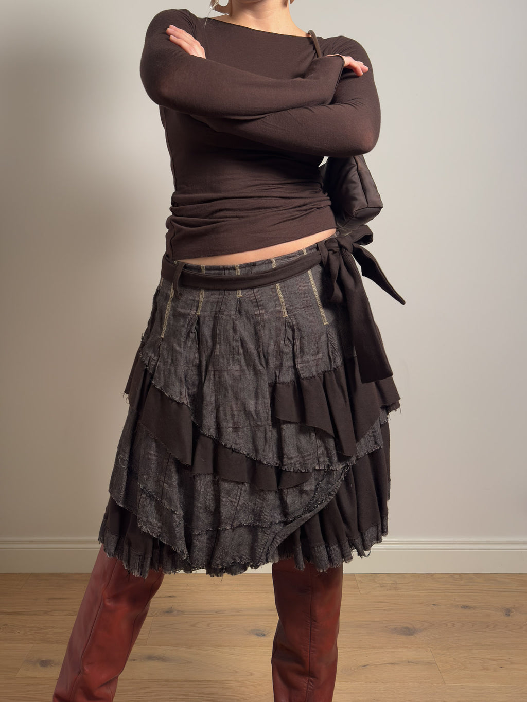 Cotton and wool brown skirt
