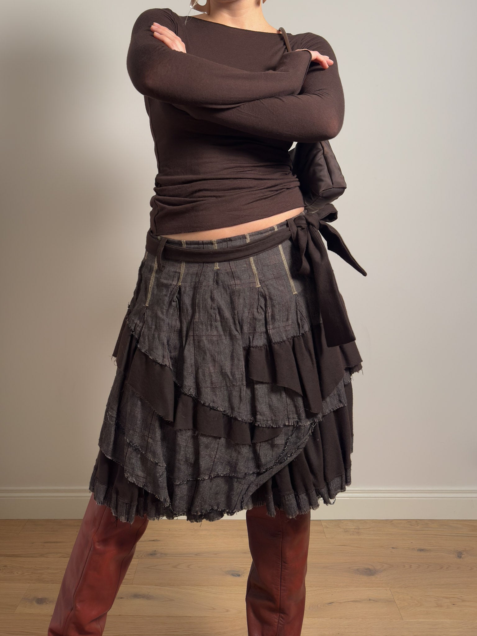 Cotton and wool brown skirt