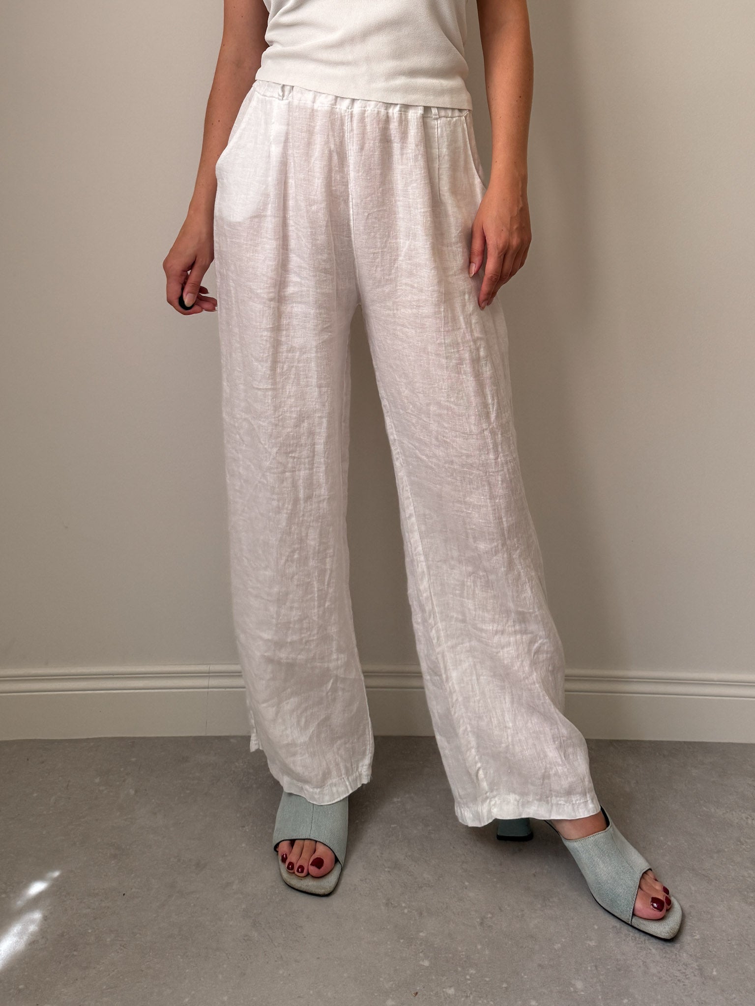 Pure linen white pants