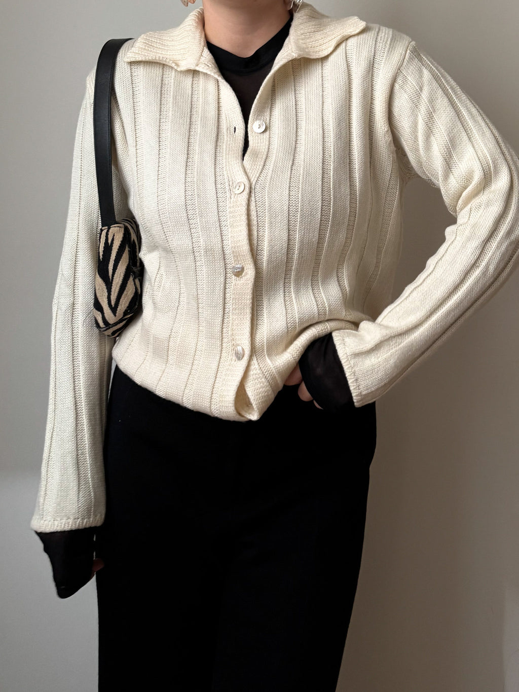 Pure merino wool ivory cardigan