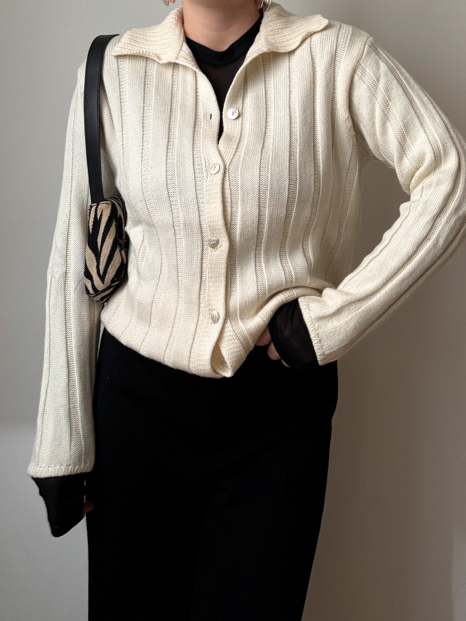 Pure merino wool ivory cardigan