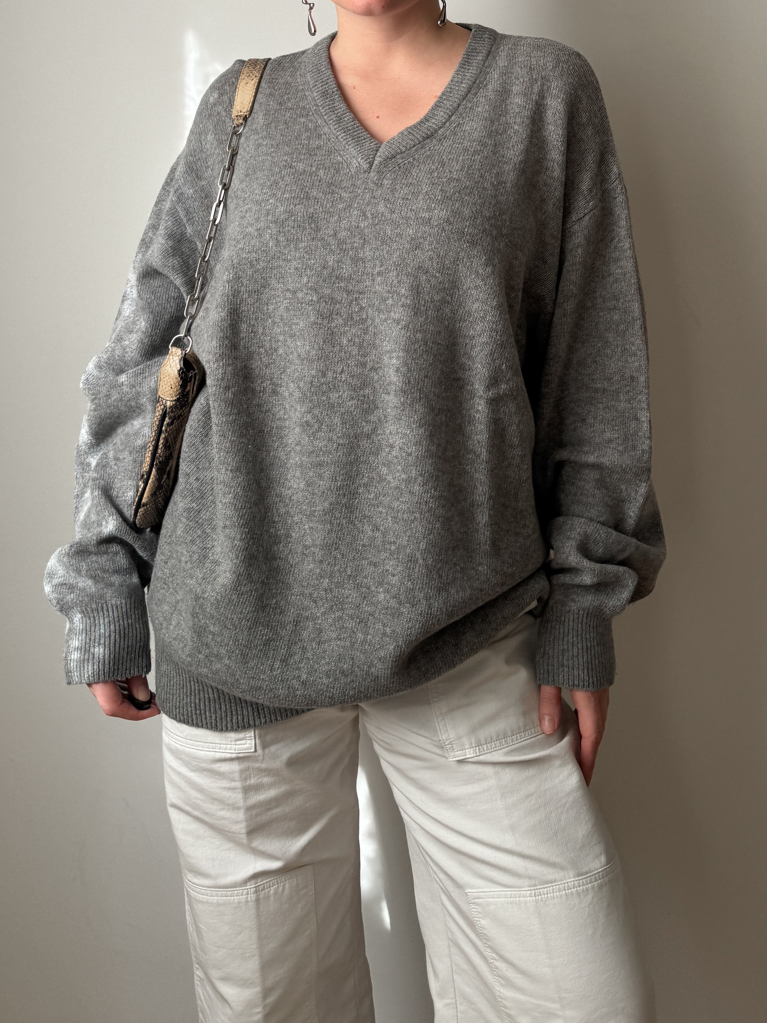 Lambswool grey maxi pull