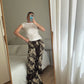 Rouches brown and sand long skirt