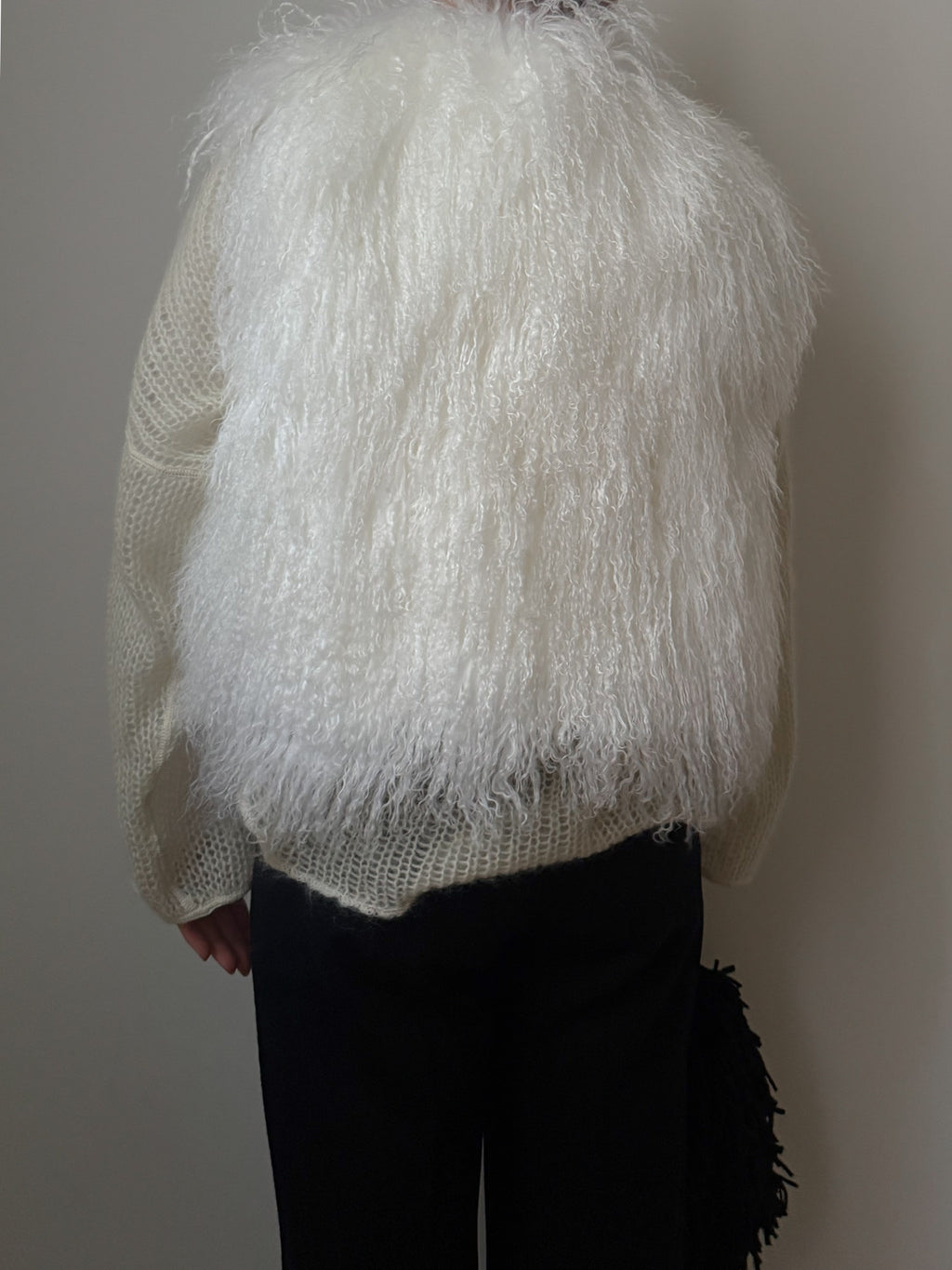 Real mongolian white vest