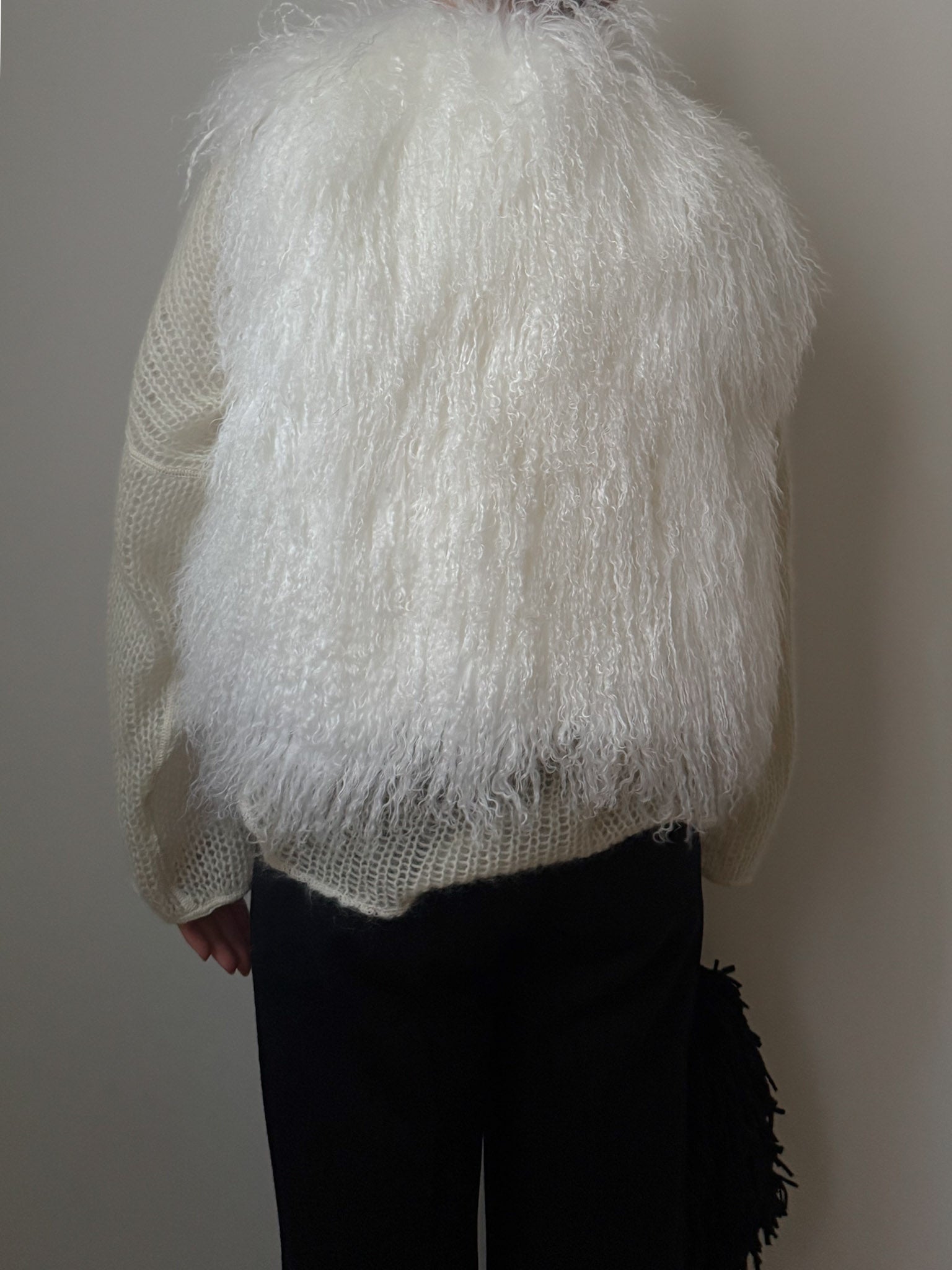 Real mongolian white vest
