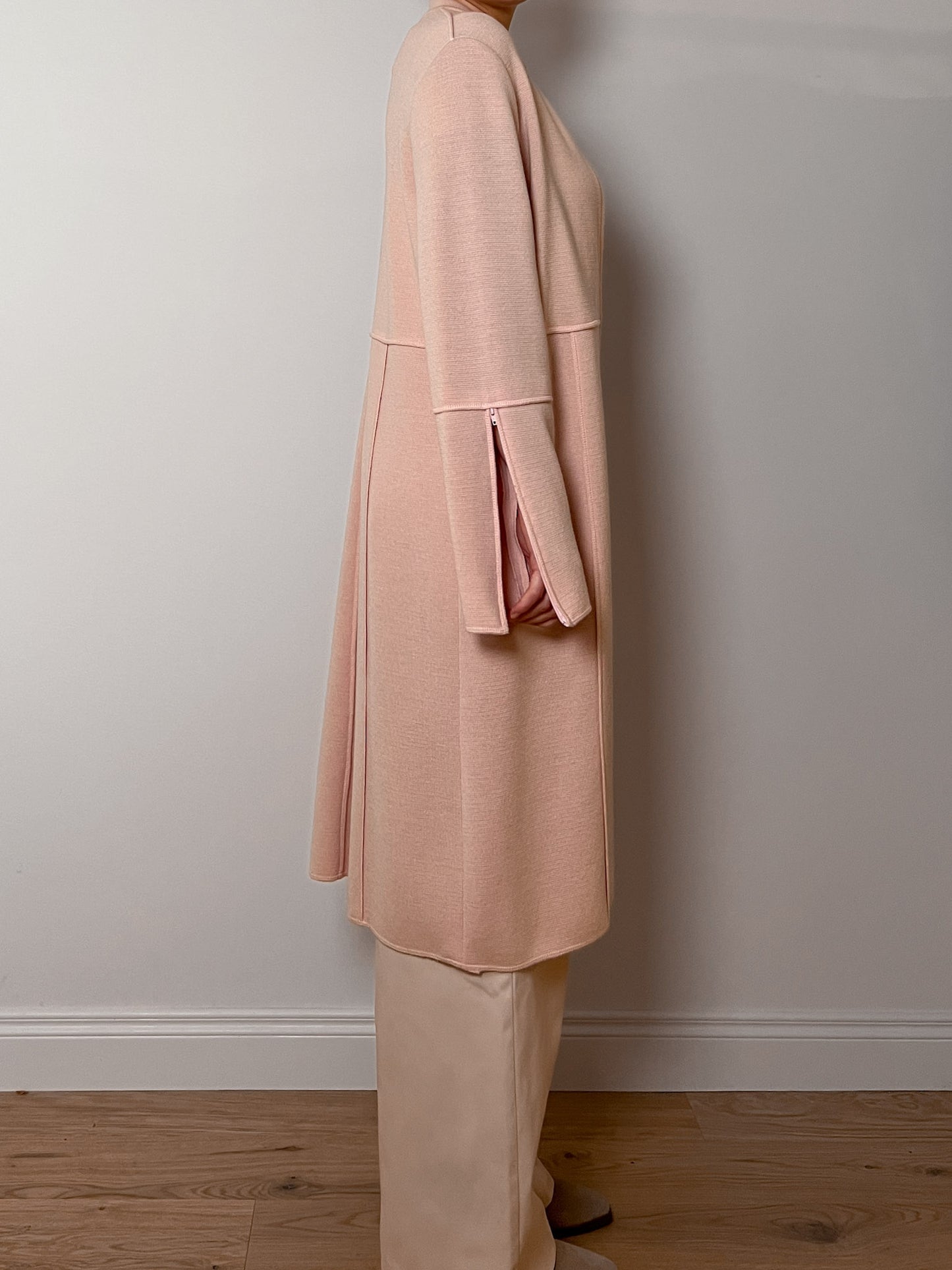 Pure wool pink long cardigan