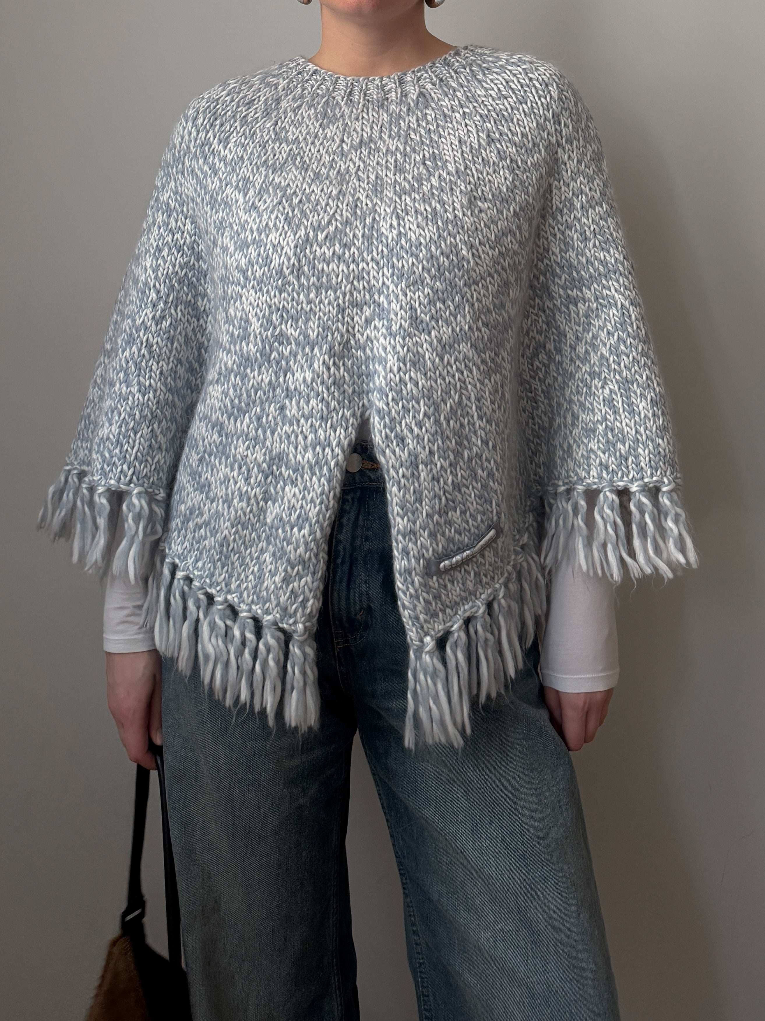 Wool blend melange cloak