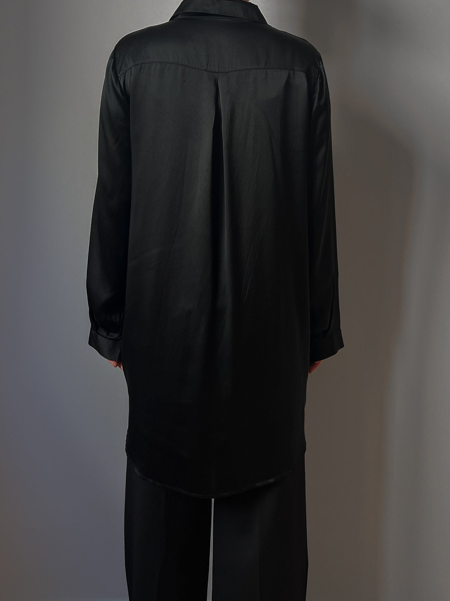 Pure silk black maxi shirt