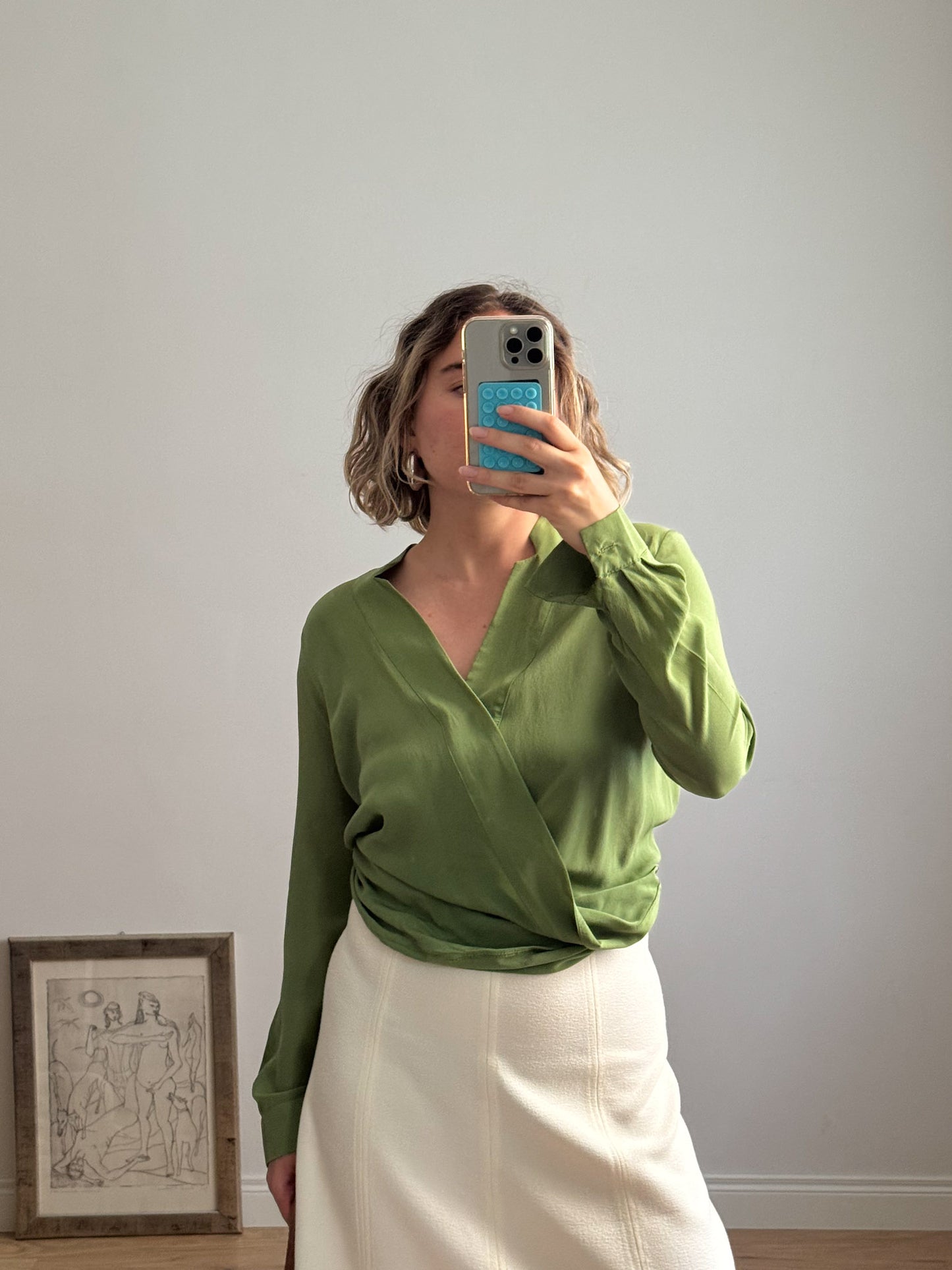 Pure silk green blouse