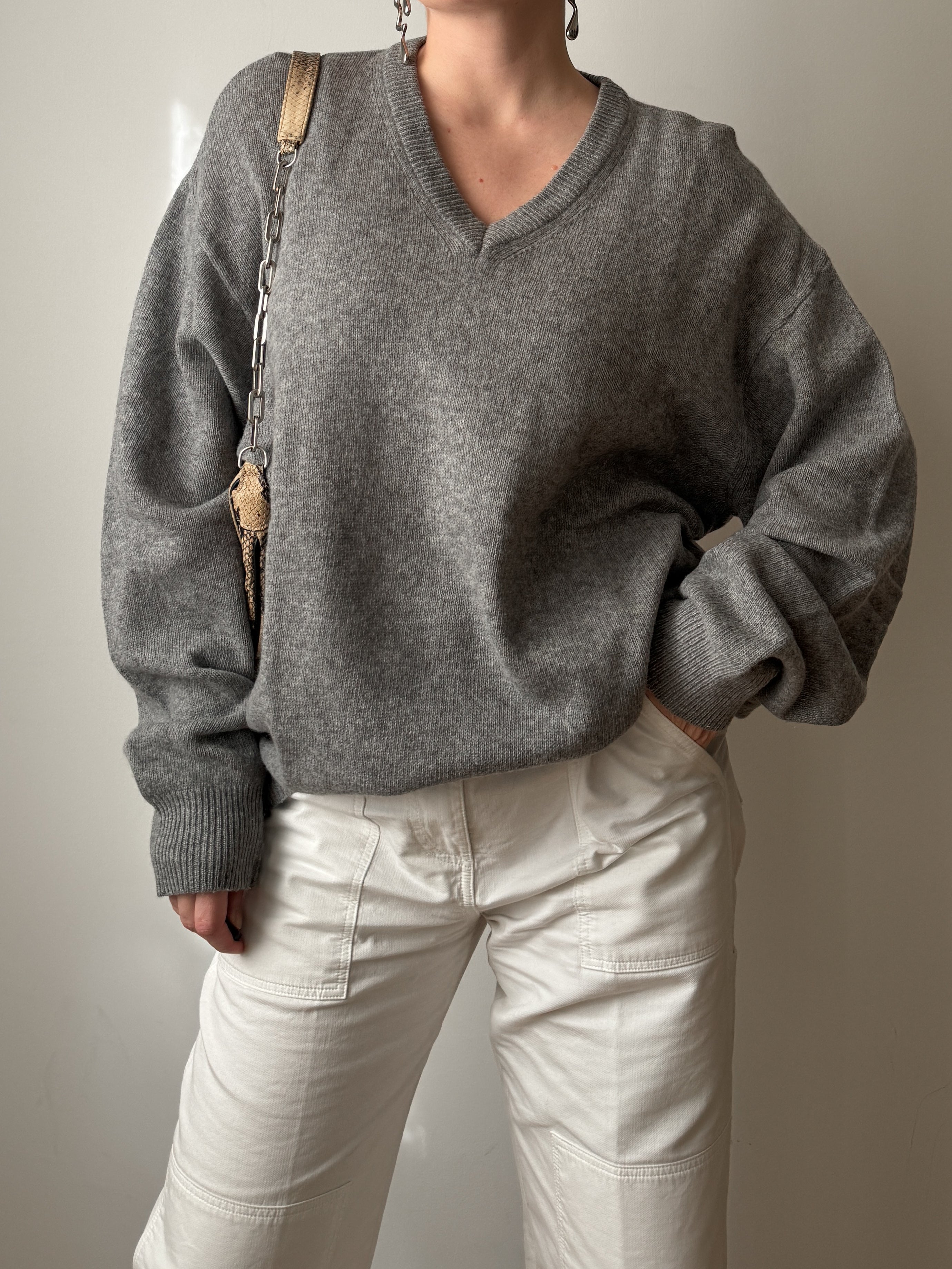 Lambswool grey maxi pull