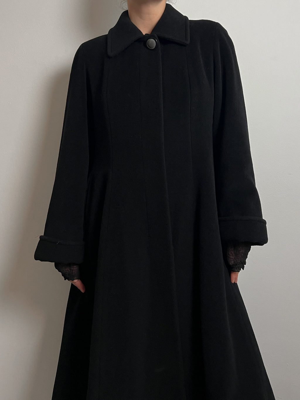 Wool and cashmere black coat