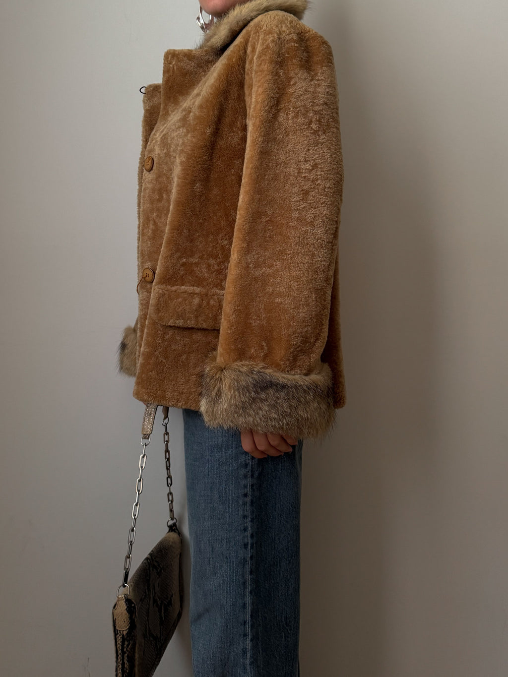 Real shearling and fur jacket