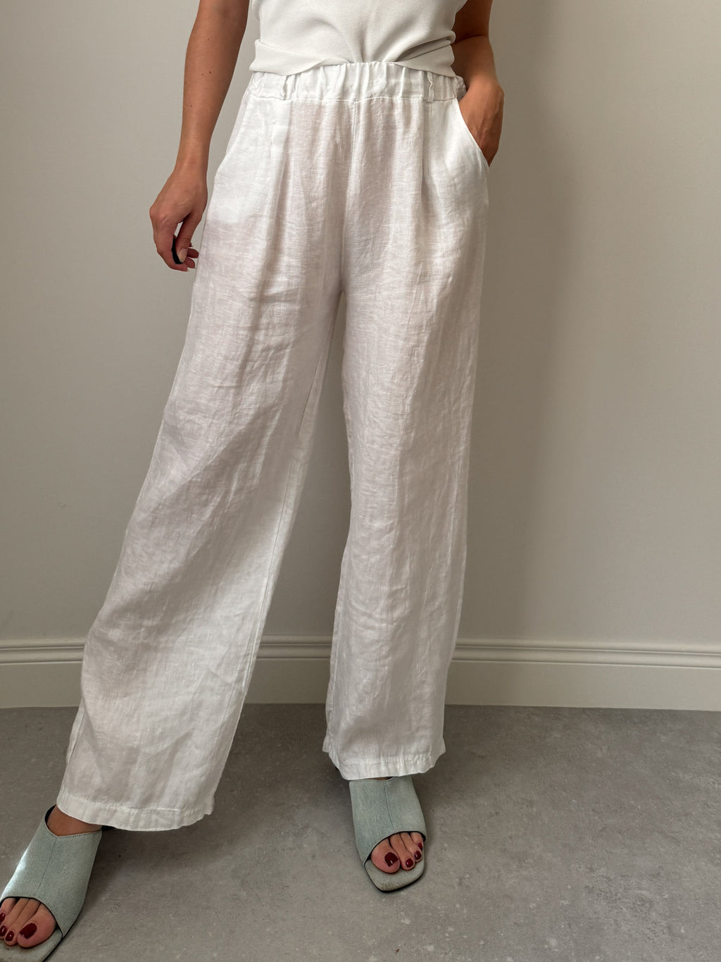 Pure linen white pants