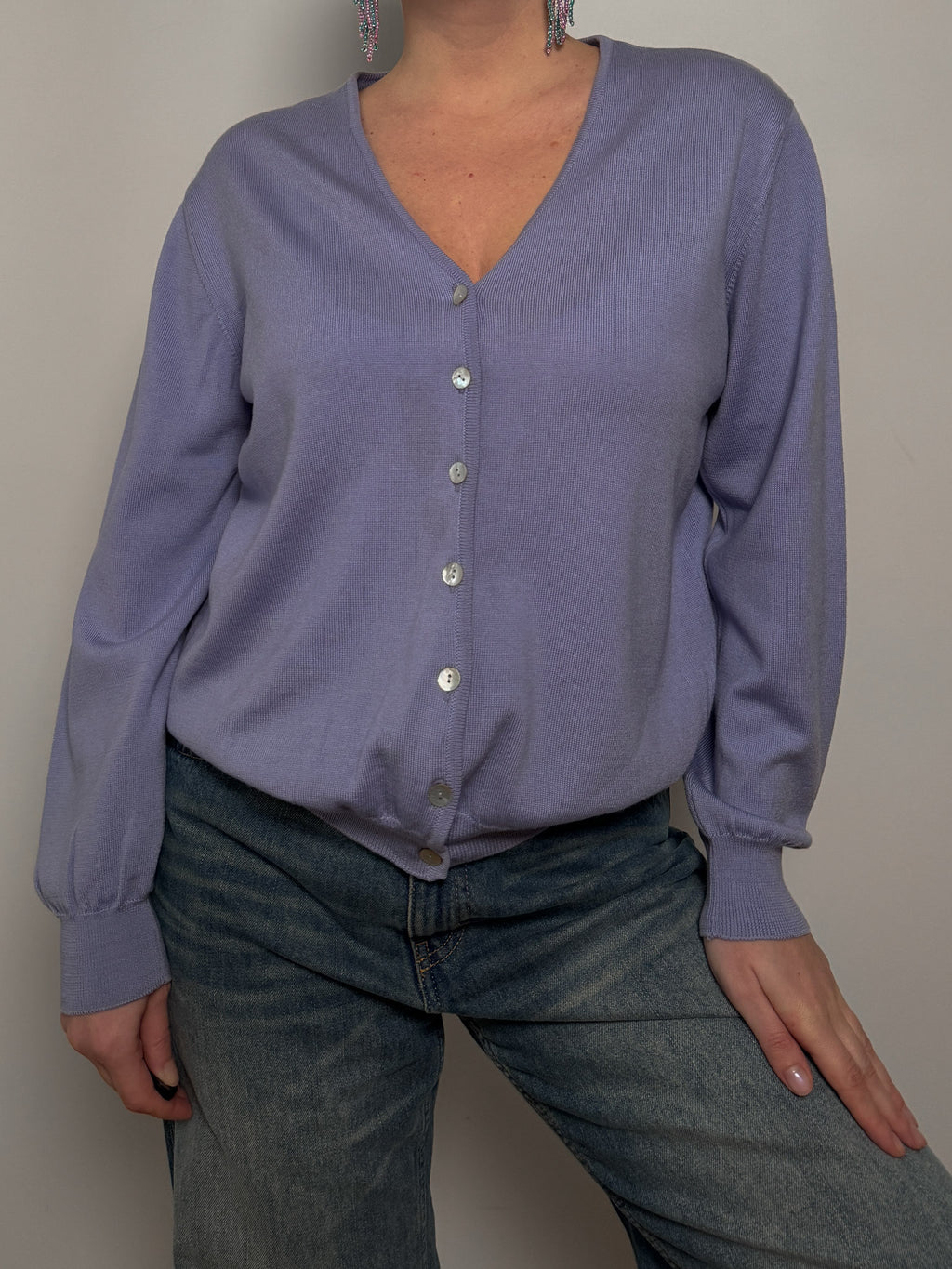 Merino wool lavander cardigan