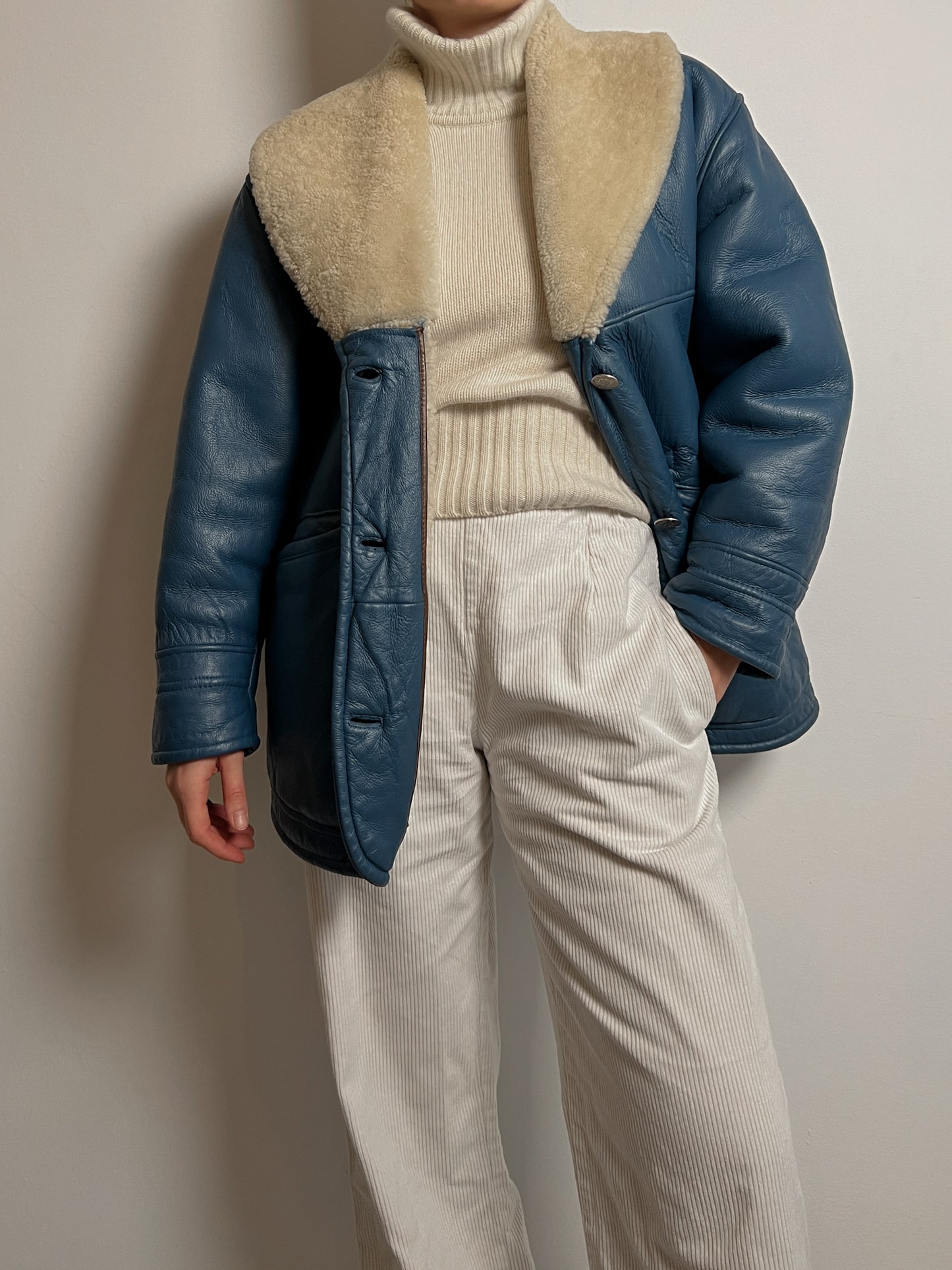 Vintage blue Shearling coat