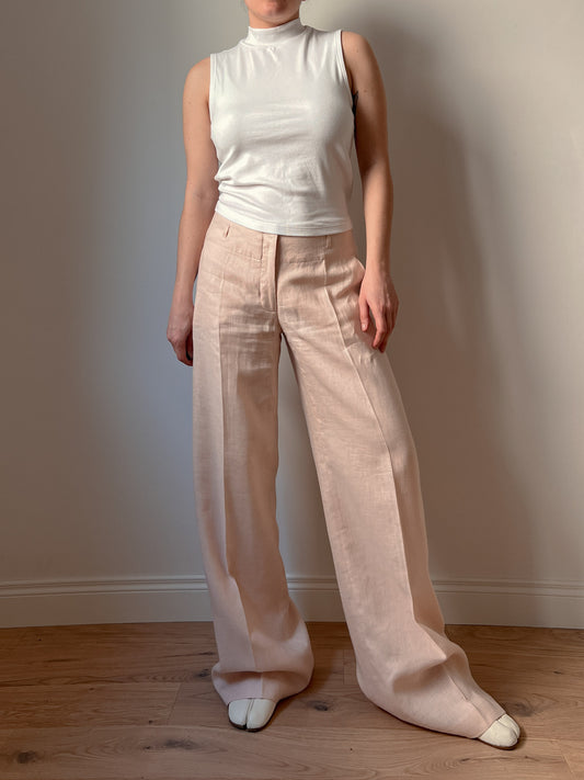 Pure linen pink pants