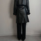 Real leather black trench