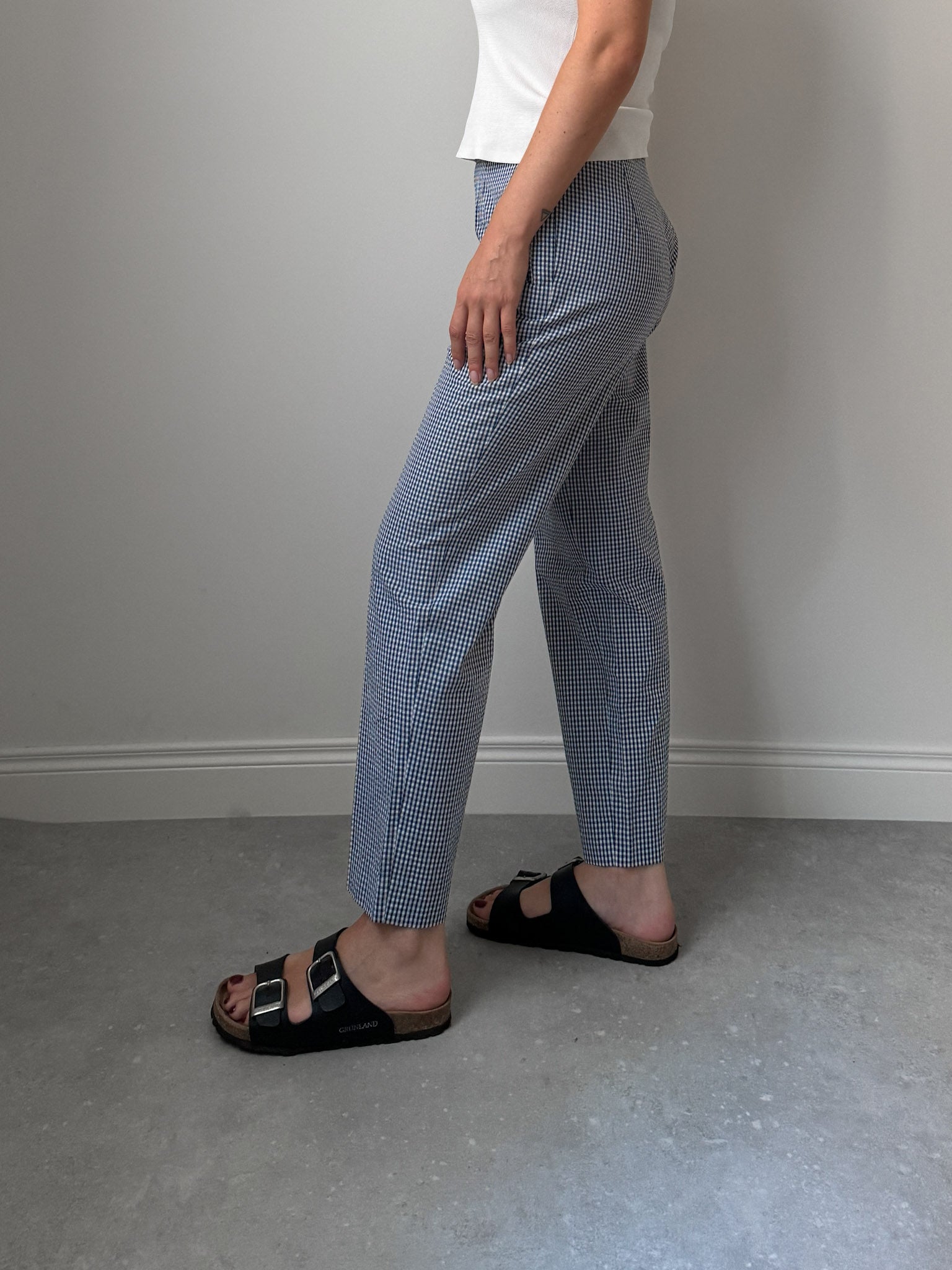 Cotton blue and white vichy pants