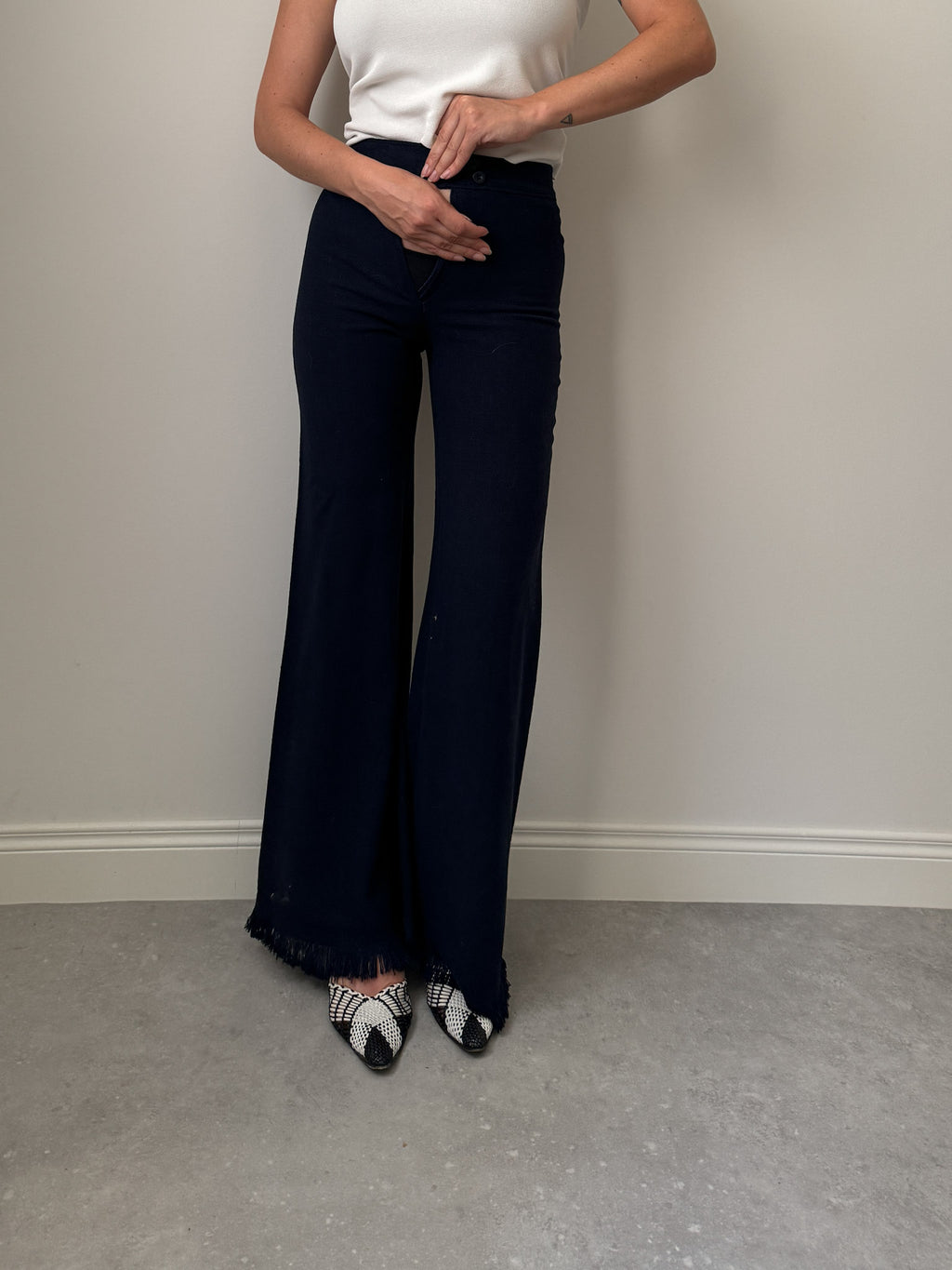 Linen and cotton blue pants